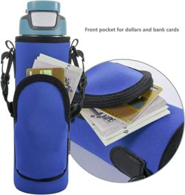 img 1 attached to 👜 Case Star Flask Water Bottle Bag Pouch: Blue, Adjustable Strap, Handle, 20-26 Ounce Carrier Holder