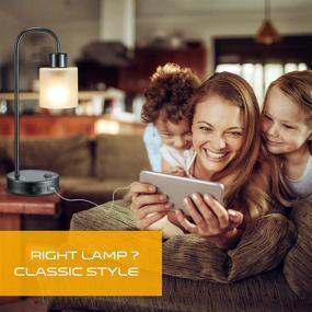 img 2 attached to 💡 Keymit Bedside Lamp: Black Industrial Table Lamp for Bedroom with 3 Way Dimmable Light and 2 USB Charging Ports - Includes 8W LED Bulb