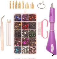 🔥 hotfix rhinestone applicator tool kit: diy wand setter with 5 sizes tips, tweezers, brush cleaning kit, and 12000pcs pack logo