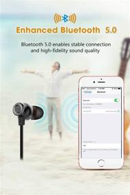 img 1 attached to Наушники с Bluetooth X5-Black - спортивные наушники с защитой от пота на ошейнике с микрофоном, шумоподавлением и стерео-звуком, идеальные для тренировок, бега и пробежек.