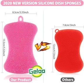 img 3 attached to 🧽 Geloo Larger Size Silicone Sponge Kitchen Sponge: Double-Sided Dish Cleaning Brush