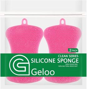 img 2 attached to 🧽 Geloo Larger Size Silicone Sponge Kitchen Sponge: Double-Sided Dish Cleaning Brush