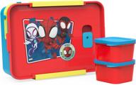 zak designs spidey and his amazing friends leak-proof plastic bento box with carrying handle, microwave steam vent, and individual containers - ideal for kids' packed lunches логотип