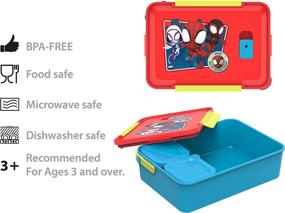 img 1 attached to Zak Designs Spidey And His Amazing Friends Leak-Proof Plastic Bento Box with Carrying Handle, Microwave Steam Vent, and Individual Containers - Ideal for Kids' Packed Lunches