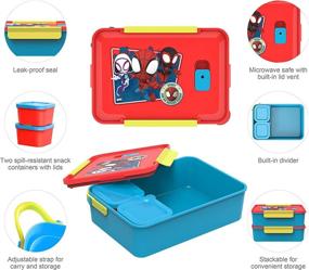 img 2 attached to Zak Designs Spidey And His Amazing Friends Leak-Proof Plastic Bento Box with Carrying Handle, Microwave Steam Vent, and Individual Containers - Ideal for Kids' Packed Lunches