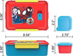 img 3 attached to Zak Designs Spidey And His Amazing Friends Leak-Proof Plastic Bento Box with Carrying Handle, Microwave Steam Vent, and Individual Containers - Ideal for Kids' Packed Lunches