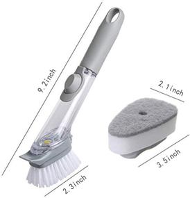 img 2 attached to Taohuakai Dish Scrub Brush with Enhanced Soap Control - 1 Dish Wands and 8 Replacement Heads - Long-lasting & Eco-friendly Kitchen Sink Cleaning Brush and Pot Pan Scrub Brush (Grey)