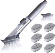 taohuakai dish scrub brush with enhanced soap control - 1 dish wands and 8 replacement heads - long-lasting & eco-friendly kitchen sink cleaning brush and pot pan scrub brush (grey) logo