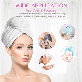 img 3 attached to 2 Pack Hair Towel Wrap Turban Microfiber Hair Drying Towels with Button - Quick Dry, Super Absorbent & Anti-Frizz for Women, Girls with Long & Curly Hair