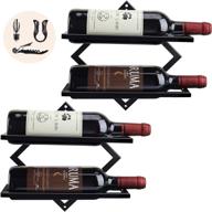 set of 2 wall mounted wine racks - metal hanging wine bottle holders for home decoration, liquor storage, and adult beverages - stylish wine display for kitchen and home décor (black) логотип