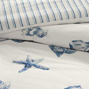 img 2 attached to 🏖️ Cozy Cotton Comforter Set by Harbor House - Coastal All Season Reversible Seashell Blue Bedding, Queen Size (92x96), with Matching Shams, Decorative Pillows - Beach House, 4 Piece Set