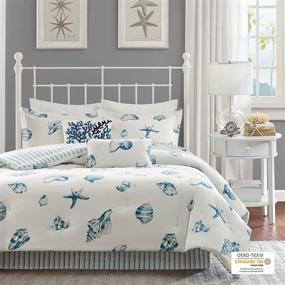 img 3 attached to 🏖️ Cozy Cotton Comforter Set by Harbor House - Coastal All Season Reversible Seashell Blue Bedding, Queen Size (92x96), with Matching Shams, Decorative Pillows - Beach House, 4 Piece Set