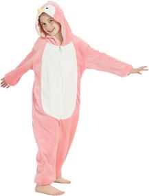 img 3 attached to 🎃 ABENCA Penguin Sleepwear Halloween Christmas Pink 140: Cozy and Cute Nightwear Perfect for Festive Seasons!