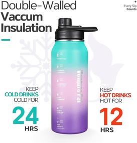 img 3 attached to 💧 32oz Motivational Stainless Steel Water Bottle with Time Marker & Spout Lids - Venture Pal, BPA Free Double Wall Vacuum Insulated, Sweat-Proof Thermos