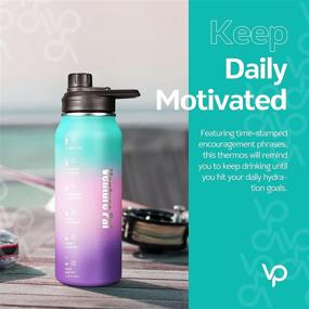 img 2 attached to 💧 32oz Motivational Stainless Steel Water Bottle with Time Marker & Spout Lids - Venture Pal, BPA Free Double Wall Vacuum Insulated, Sweat-Proof Thermos