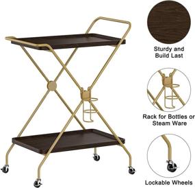 img 1 attached to Ironck Bar Cart with Wine Rack: 2-Tier Industrial Kitchen Cart for Coffee and Liquor, with Wine Bottle Holders - Brown/Brass