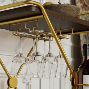 img 3 attached to Ironck Bar Cart with Wine Rack: 2-Tier Industrial Kitchen Cart for Coffee and Liquor, with Wine Bottle Holders - Brown/Brass