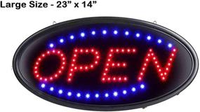 img 2 attached to 🌟 Large Size LED Open Sign for Business - 23 x 14 inch - Neon Open Sign with Dual Modes (Flashing LED & Steady Light) - Includes Bonus Business Hours Signs and Reversible Open Closed Signs