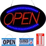 🌟 large size led open sign for business - 23 x 14 inch - neon open sign with dual modes (flashing led & steady light) - includes bonus business hours signs and reversible open closed signs logo