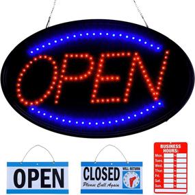 img 4 attached to 🌟 Large Size LED Open Sign for Business - 23 x 14 inch - Neon Open Sign with Dual Modes (Flashing LED & Steady Light) - Includes Bonus Business Hours Signs and Reversible Open Closed Signs