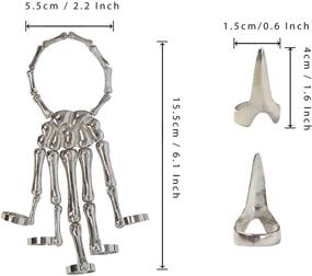 img 3 attached to Exquisite Gothic Skeleton Hand Bracelet with Finger Claws Ring | Halloween Skull Accessories for Women, Men, and Kids