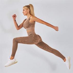 img 2 attached to 🐍 YEOREO Seamless 2 Piece Snake Print Yoga Outfit for Women - High Waist Leggings with Sport Bra Set for Workout and Gym