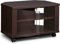 📺 furinno indo 3-tier petite espresso tv stand with glass doors and casters логотип