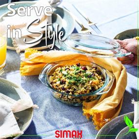img 2 attached to 🍲 Сковорода из прозрачного стекла Simax: Универсальная круглая кастрюля объемом 1 кварта с крышкой для приготовления, выпечки и сервировки - микроволновая печь, посудомоечная машина и печка безопасные посуда.