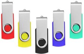 img 3 attached to 📀 SXD 5-Pack 32GB USB 2.0 Flash Drive Memory Stick with Swivel Design - Foldable Thumb Drives for Bulk Data Storage - Jump Drive Pen Drives in Green, Blue, Red, Yellow, and Black