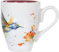 ☕ demdaco dean crouser hummingbird watercolor red white mug 16oz stoneware glossy handle logo