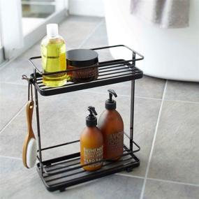 img 1 attached to 🛁 YAMAZAKI Home 6791 Black Bath Rack - Bathroom Shower Storage Organizer, Caddy Shelf Holder