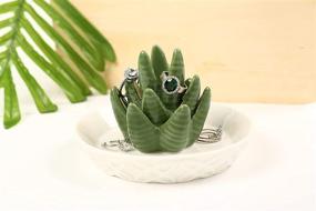 img 2 attached to 🌵 Ceramic Aloe Ring Holder, Cactus Jewelry Dish for Women - Perfect Christmas & Birthday Gifts