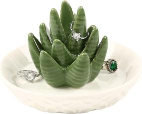 img 4 attached to 🌵 Ceramic Aloe Ring Holder, Cactus Jewelry Dish for Women - Perfect Christmas & Birthday Gifts