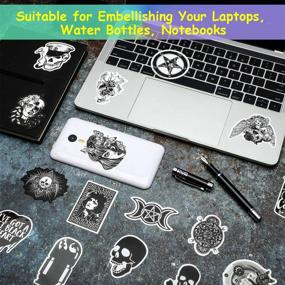 img 2 attached to 🧟 150-Piece Gothic Stickers | Black & White Skull Gothic Vinyl Stickers | Bumper Stickers Waterproof for Laptop, Luggage, Notebook, Skateboard, Cars, Motorcycle, Bicycle | Stylish Decals