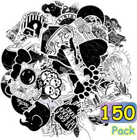 img 4 attached to 🧟 150-Piece Gothic Stickers | Black & White Skull Gothic Vinyl Stickers | Bumper Stickers Waterproof for Laptop, Luggage, Notebook, Skateboard, Cars, Motorcycle, Bicycle | Stylish Decals