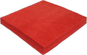 img 3 attached to 🧺 12-Pack of Red Eurow Microfiber Cleaning Towels - Ultrasonic Cut, 16 x 16in, 300 GSM