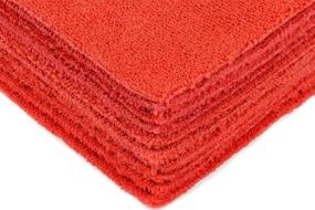 img 2 attached to 🧺 12-Pack of Red Eurow Microfiber Cleaning Towels - Ultrasonic Cut, 16 x 16in, 300 GSM