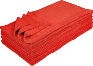 🧺 12-pack of red eurow microfiber cleaning towels - ultrasonic cut, 16 x 16in, 300 gsm logo
