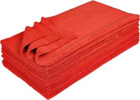 img 4 attached to 🧺 12-Pack of Red Eurow Microfiber Cleaning Towels - Ultrasonic Cut, 16 x 16in, 300 GSM