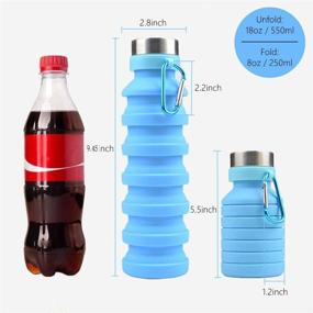 img 1 attached to 🧴 Emoly Blue Collapsible Water Bottle - Reusable 550ml BPA Free Silicone Foldable Water Bottles for Travel, Gym, Camping, Hiking - Portable Leak Proof Sports Water Bottle with Carabiner