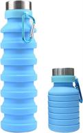 🧴 emoly blue collapsible water bottle - reusable 550ml bpa free silicone foldable water bottles for travel, gym, camping, hiking - portable leak proof sports water bottle with carabiner logo