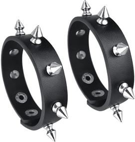 img 4 attached to 🖤 Maikun Punk Bracelet: Spiked Gothic Wristband for Halloween Cosplay