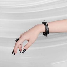 img 3 attached to 🖤 Maikun Punk Bracelet: Spiked Gothic Wristband for Halloween Cosplay