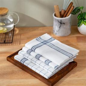 img 2 attached to 🧻 Syfinee 16-Pack - Kitchen Dish Towels, 100% Cotton Bulk Economy Wholesale Tea Towels & Bar Towels, White & Blue Dish Towels