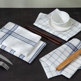 img 1 attached to 🧻 Syfinee 16-Pack - Kitchen Dish Towels, 100% Cotton Bulk Economy Wholesale Tea Towels & Bar Towels, White & Blue Dish Towels