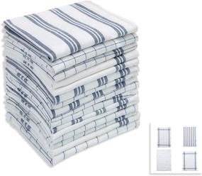 img 4 attached to 🧻 Syfinee 16-Pack - Kitchen Dish Towels, 100% Cotton Bulk Economy Wholesale Tea Towels & Bar Towels, White & Blue Dish Towels