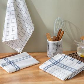 img 3 attached to 🧻 Syfinee 16-Pack - Kitchen Dish Towels, 100% Cotton Bulk Economy Wholesale Tea Towels & Bar Towels, White & Blue Dish Towels