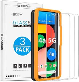 img 4 attached to 📱 OMOTON [3-Pack] Защитное стекло с технологией закалки для Google Pixel 4a 5G 6,2 дюйма - без пузырьков/с каркасом для выравнивания - Выпуск 2020.