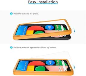 img 2 attached to 📱 OMOTON [3-Pack] Защитное стекло с технологией закалки для Google Pixel 4a 5G 6,2 дюйма - без пузырьков/с каркасом для выравнивания - Выпуск 2020.
