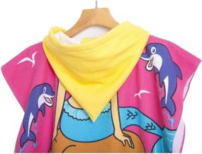 img 3 attached to Kids Beach Bath Towel Poncho with Hood - Cute Soft Cartoon Swim Towels Wrap for Boys and Girls (mermaid03, 2-7 Years)